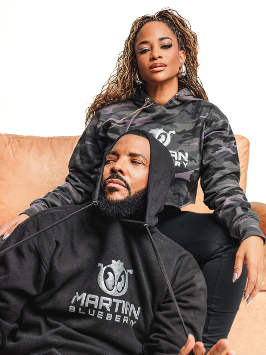 Metallic Silver Puff Logo Hoodie