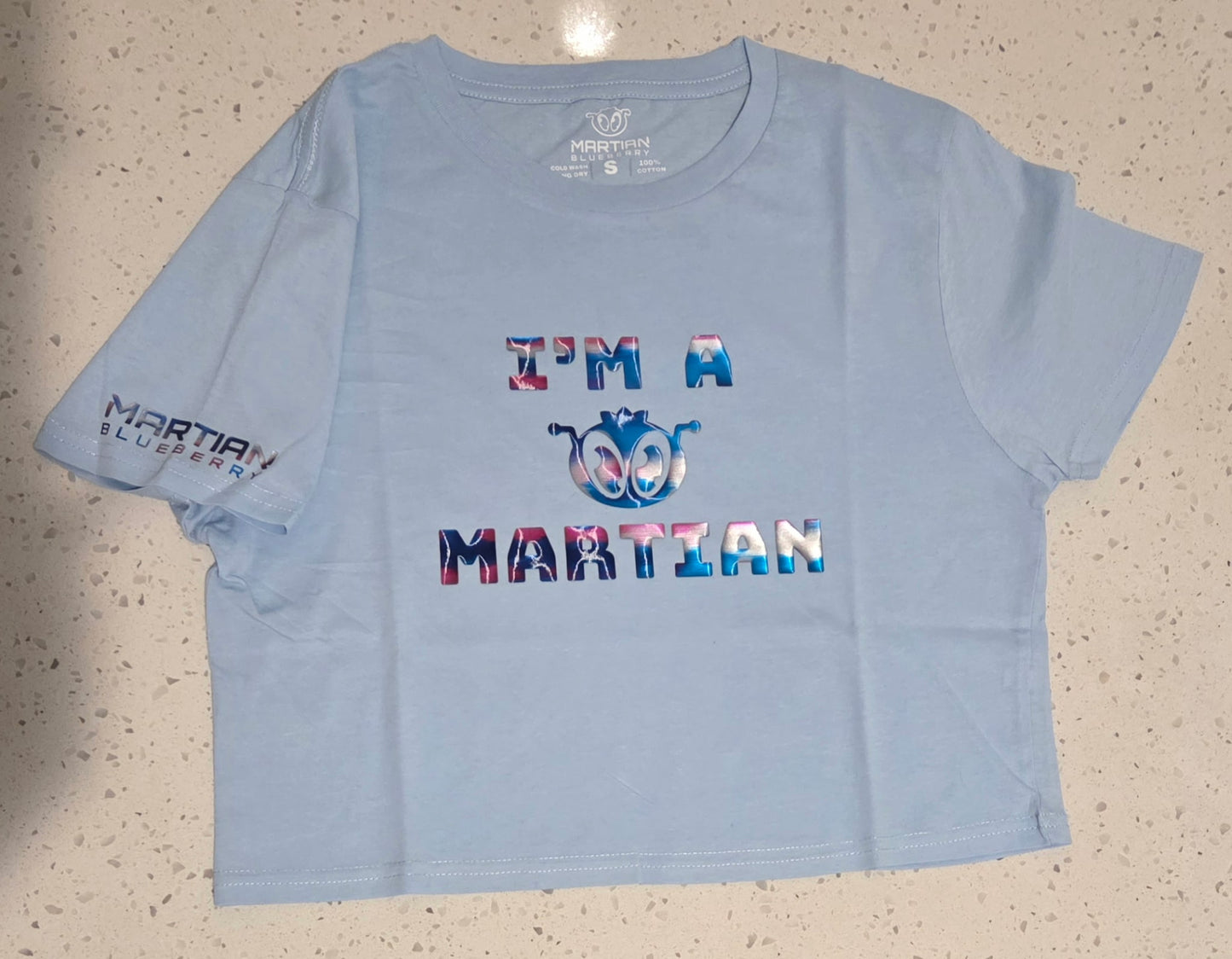 Women's I'm A Martian short sleeve Crop (baby blue)